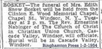 Bosket, Edith (Snow) -Funeral Notice